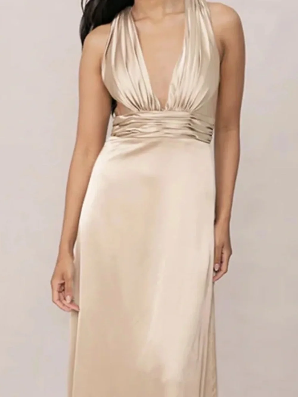 Revelry Dylan Satin Dress - Gold Champagne (703)